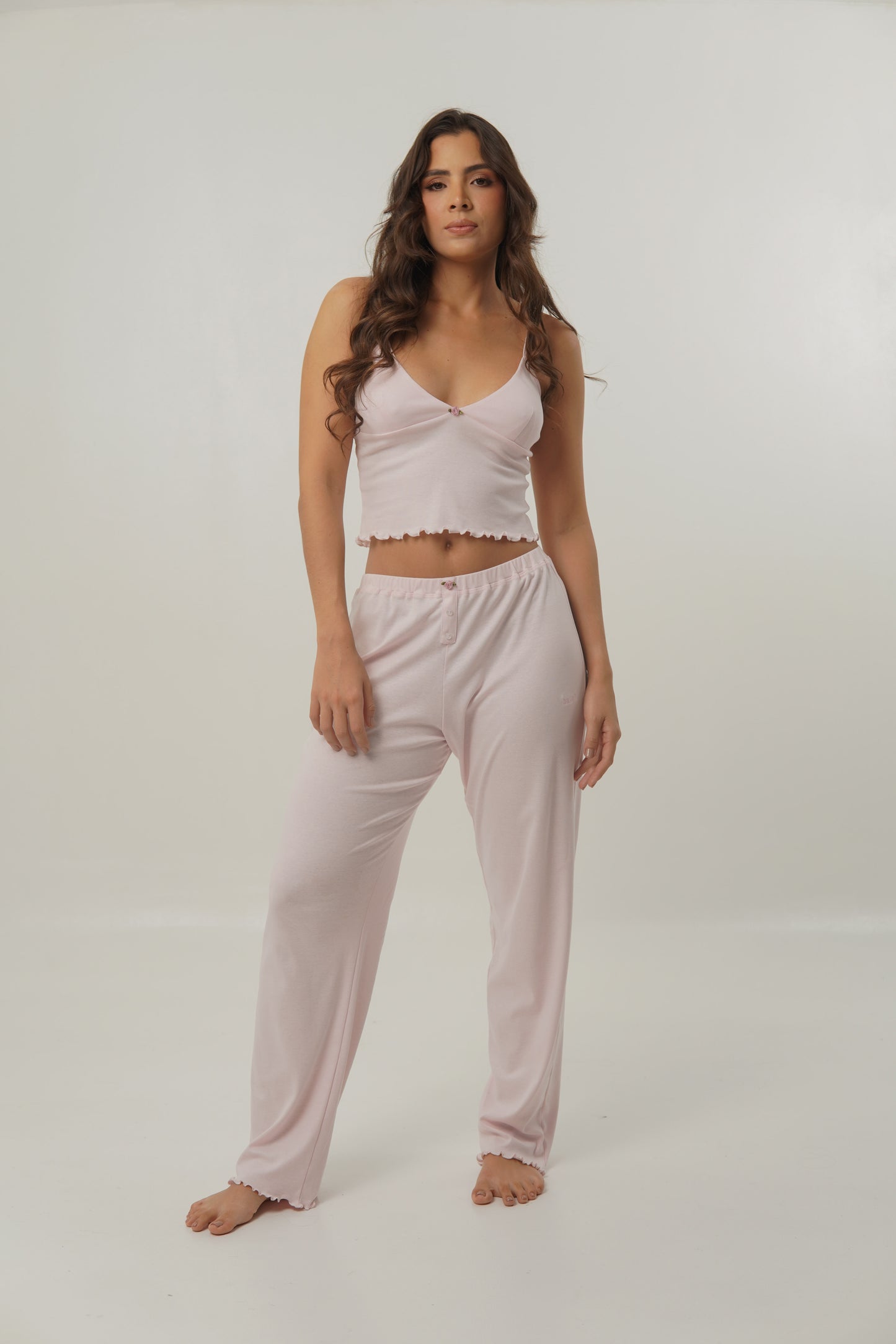 Conjunto Pant Lovely Garden Tee Blanco Rosa