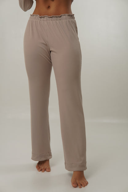 Set RIB Pj Pant Bianca Mocca