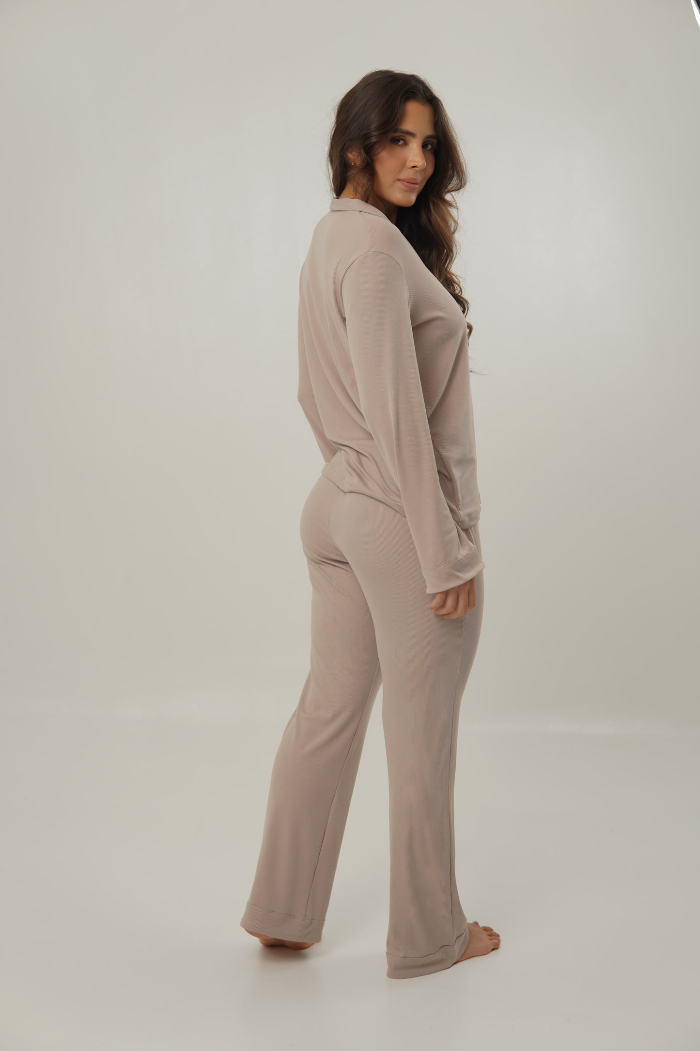 Set RIB Pj Pant Bianca Mocca